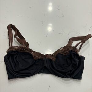 Elegant Black and Brown Lace Bra